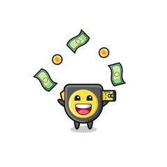 illustration of the tape measure catching money falling from the sky