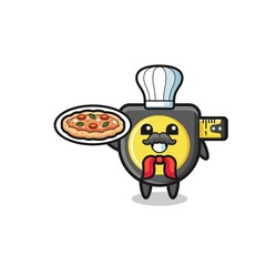 tape measure character as Italian chef mascot