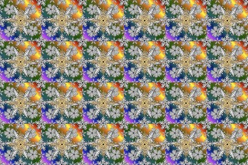 seamless pano pattern on colorful backround with golden elements