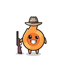 whistle hunter mascot holding a gun