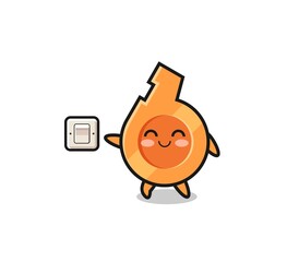 cartoon whistle is turning off light