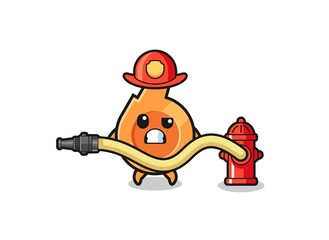 whistle cartoon as firefighter mascot with water hose