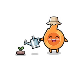 cute whistle is watering plant seeds