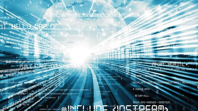 Software development, application programming code and tacit computer coding . Concept of smart digital transformation and technology disruption that changes global trends in new information era .