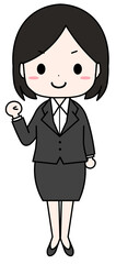 リクルートスーツを着て気合を入れている女性