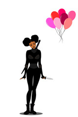 assassin with balloons