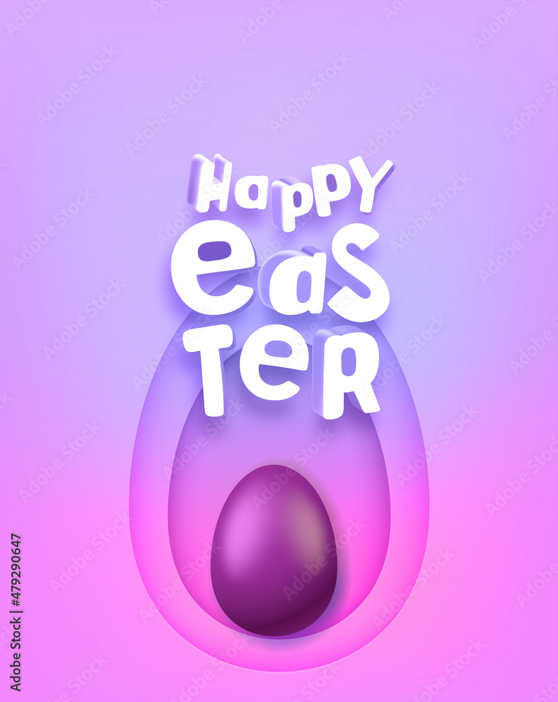 Poster happy easter vector greeting card with 3d text