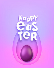 Happy Easter vector greeting card with 3d text