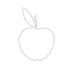 Apple fruit line drawing vector illustration