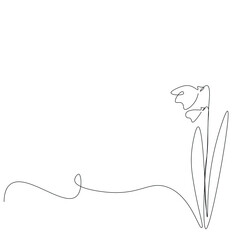 Flower silhouette line drawing vector illustration