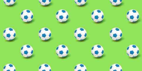 Vector seamless pattern with football balls. 3d vector illustration