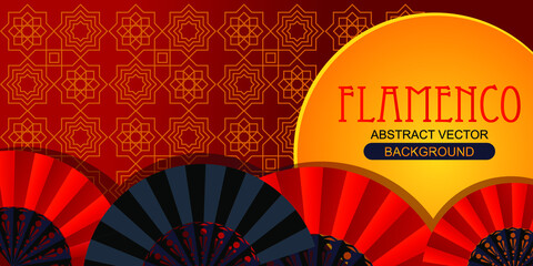 andalusian style background flamenco party with red fan. - obrazy, fototapety, plakaty