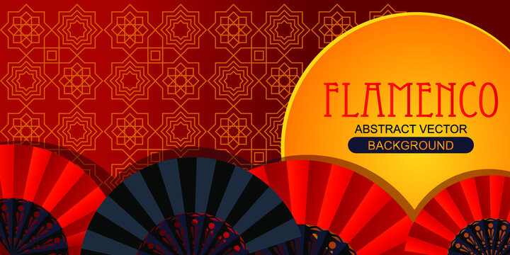andalusian style background flamenco party with red fan.