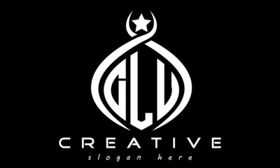 DLU three letters monogram curved oval initial logo design, geometric minimalist modern business shape creative logo, vector template