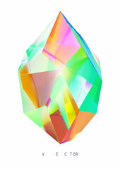 Colored crystal on a white background. Mesh. No trace.