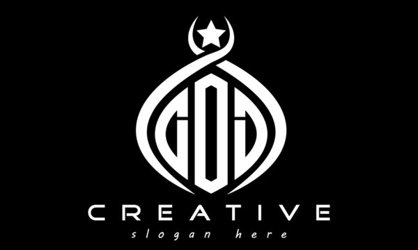 DOD three letters monogram curved oval initial logo design, geometric minimalist modern business shape creative logo, vector template