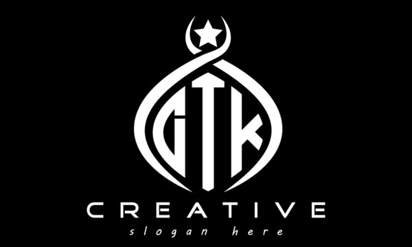 DTK three letters monogram curved oval initial logo design, geometric minimalist modern business shape creative logo, vector template