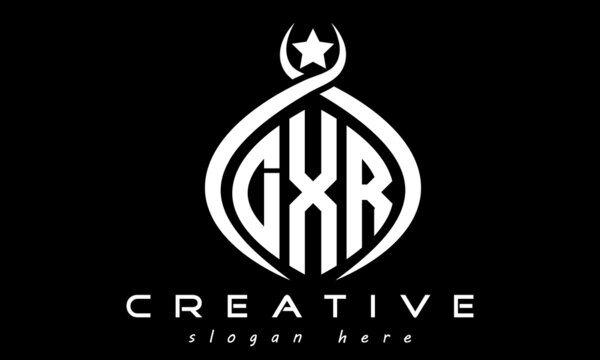 DXR three letters monogram curved oval initial logo design, geometric minimalist modern business shape creative logo, vector template