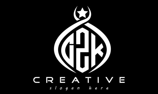 DZK three letters monogram curved oval initial logo design, geometric minimalist modern business shape creative logo, vector template
