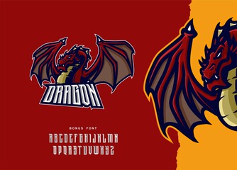 illustration vector graphic of Dragon mascot logo perfect for sport and e-sport team