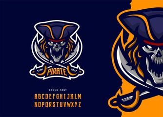illustration vector graphic of Skull Pirate mascot logo perfect for sport and e-sport team