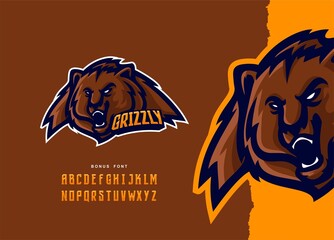 illustration vector graphic of Grizzly Bear mascot logo perfect for sport and e-sport team