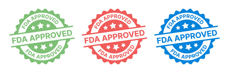 FDA approved rubber stamp. U.S. Food and Drug Administration symbol