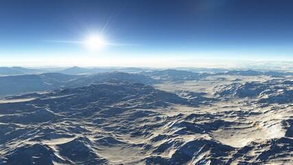 Obraz premium view from a beautiful planet, beautiful space background 3d render