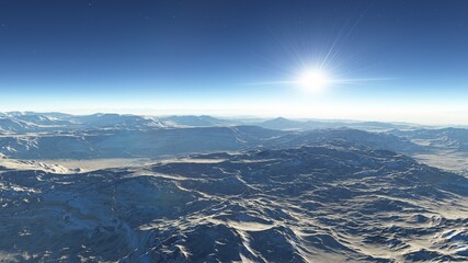 view from a beautiful planet, beautiful space background 3d render