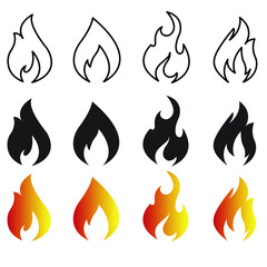 set of fire flames icons