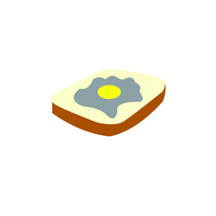 slice of bread with egg simple clipart vector