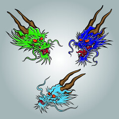 Illustration of chinese head dragon . head of traditional  dragon