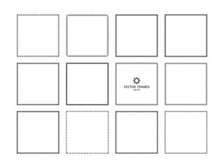 Set of square decorative frames for your design. Graphic and patterned frames. Stock illustration - eps10 vector.