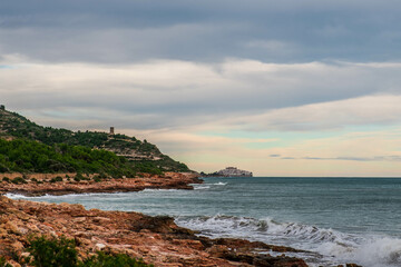 Peniscola from the Sierra de Irta Natural Park in the Spanish Mediterranean