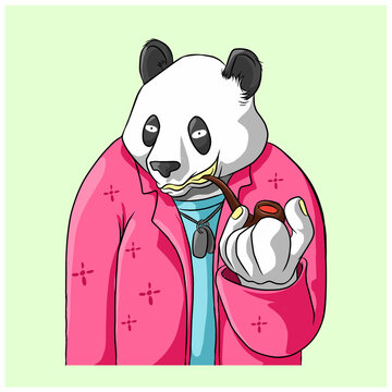 Drawn panda. Panda in a classic suit. Illustration in sketch style