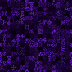 Alternative of digital blue matrix and computer code symbols seamless pattern
