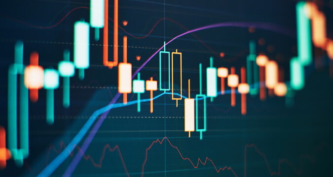 Analysis for professional technical analysis on the monitor of a computer. Fundamental and technical analysis concept.