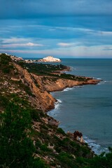 Obraz premium Peniscola from the Sierra de Irta Natural Park in the Spanish Mediterranean