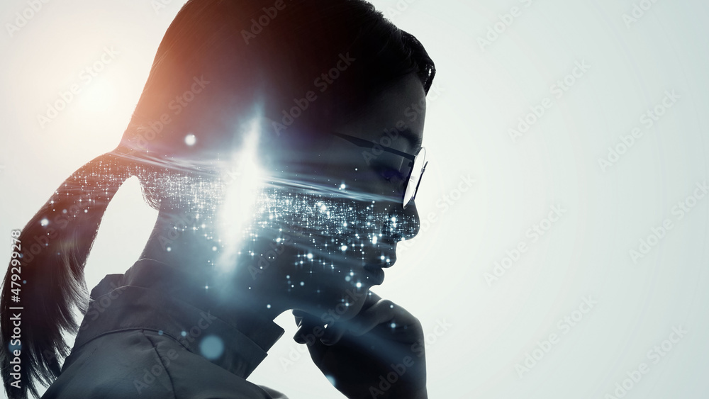 Poster ai (artificial intelligence) concept. deep learning. mindfulness. psychology.