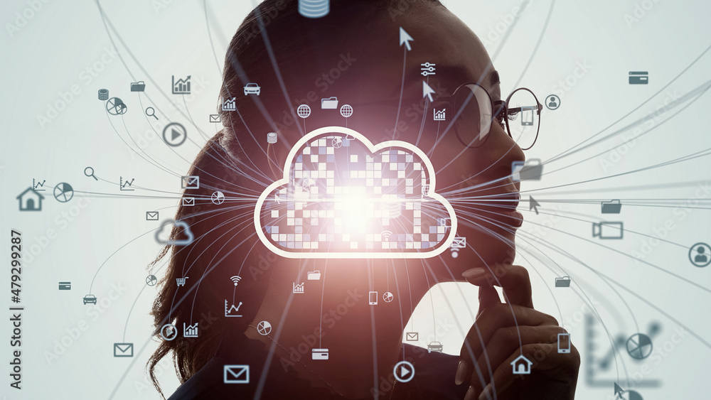 Poster cloud computing concept. ai artificial intelligence).