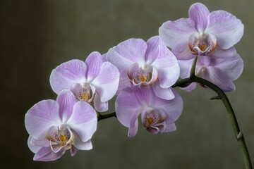 Fototapeta na wymiar Blossom branch of pink orchid closeup