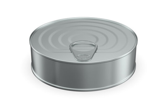 closed metallic can on white background. Isolated 3D illustration