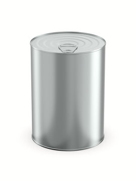 closed metallic can on white background. Isolated 3D illustration