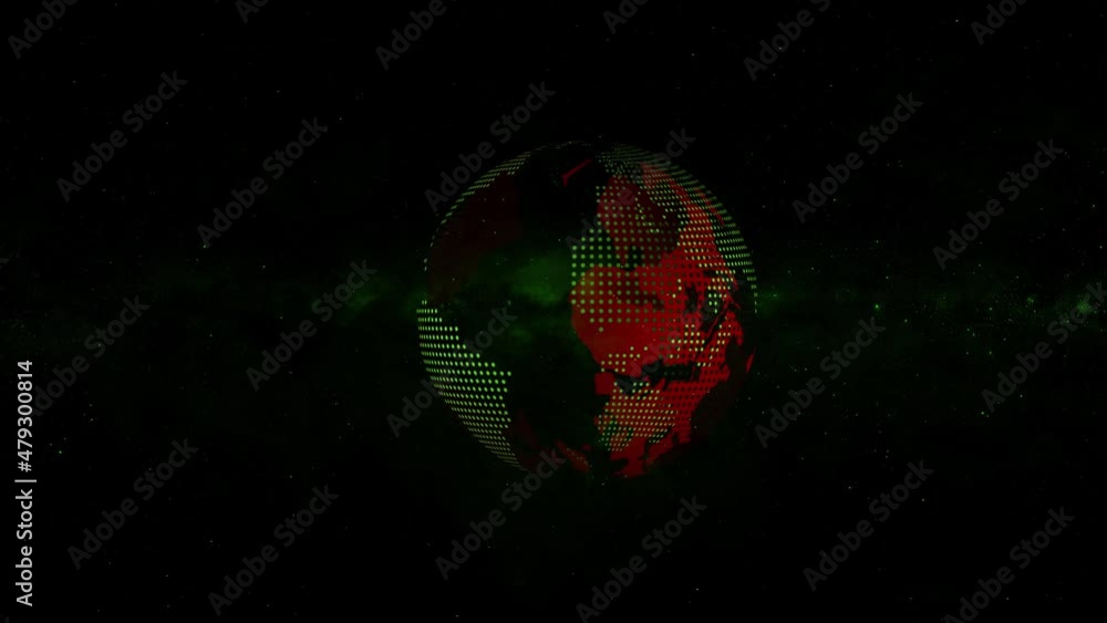 Poster digital earth rotating. earth globe rotating with plexus motion background. futuristic communication