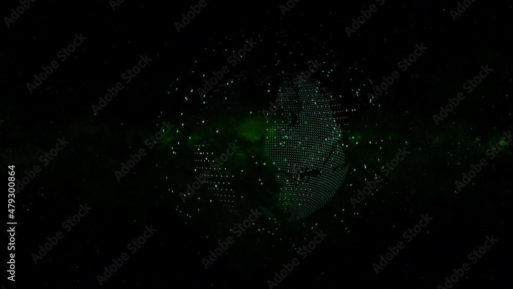Aufkleber digital earth rotating. earth globe rotating with plexus motion background. futuristic communication