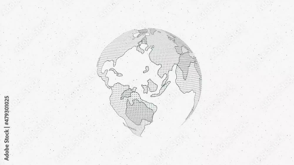 Aufkleber digital earth rotating. earth globe rotating with plexus motion background. futuristic communication