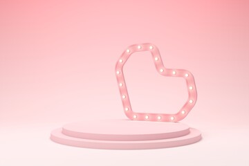 Love background concept, mock up scene with podium geometry shape for Valentine's day event. 3D rendering