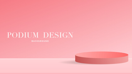 Pink Podium minimal abstract background with copy space , 3D stage podium display product , stand to show cosmetic products ,illustration 3d Vector EPS 10