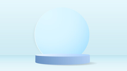 Blue Podium and minimal abstract background , 3D stage podium display product , stand to show cosmetic products ,illustration 3d Vector EPS 10
