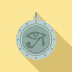 Egypt eye amulet icon flat vector. Magic hand